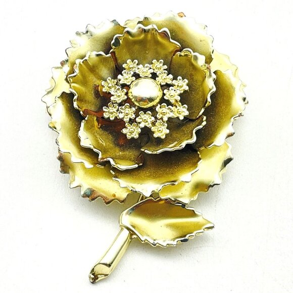 Blooming Flower Pin Gold Tone Nature Garden Trees Flowers Floral Classic - Picture 1 of 6